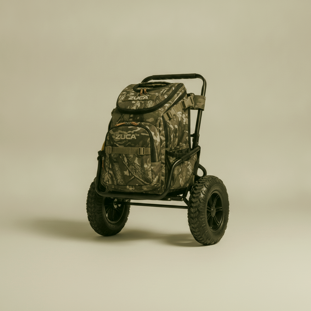 ZUCA Backpack Cart — all-terrain wheel detail